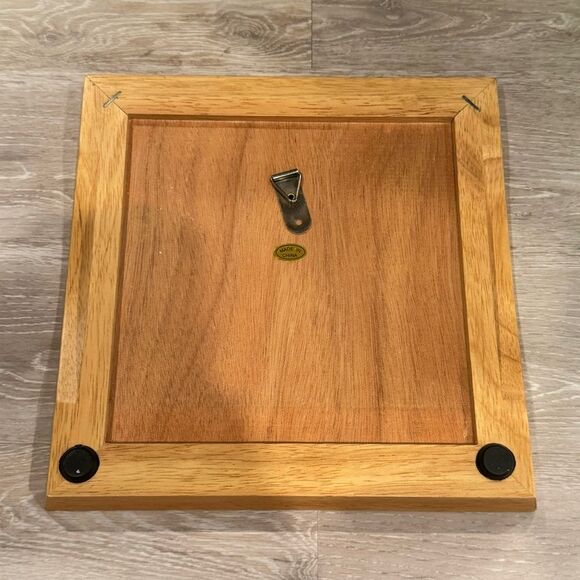 Hand Painted Christmas Floral Scene w Cat Glass Tile Framed in Wood Wall Decor - Picture 5 of 5